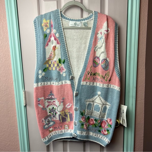 Vintage Sweaters - Vintage Knit Calendar Vest Size Large
